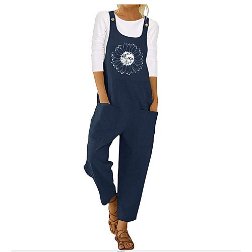 

Women's Ordinary Off Shoulder Black Green Navy Blue Jumpsuit Floral Flower