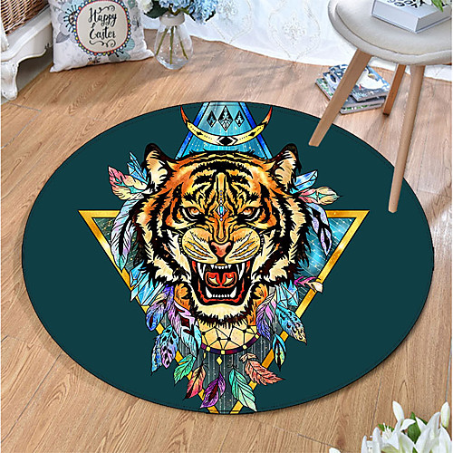 

Round 5mm Area Rugs Machine Made Polyster Non Skid Modern 3D