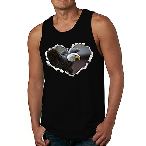 

Men's Tank Top Undershirt 3D Print Graphic Prints Eagle Print Sleeveless Daily Tops Casual Designer Big and Tall White Blue Yellow