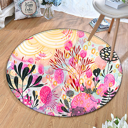 

Round 5mm Area Rugs Machine Made Polyster Non Skid Modern 3D