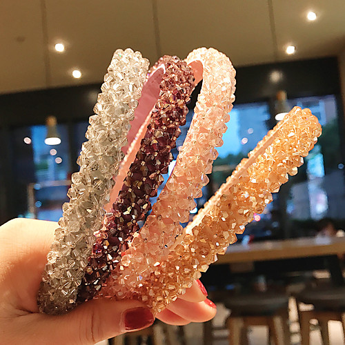 

1 Pieces Hair Jewelry Four Rows Of Crystal Handmade Fishing Line Head Beaded Crystal Hairband Online Celebrity Female Pressure Hair Wash Hair Band