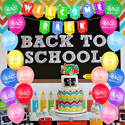

Welcome Back to School Season Party Decoration Balloon Set, School Season Banner Cake Insert Balloon Arrangement