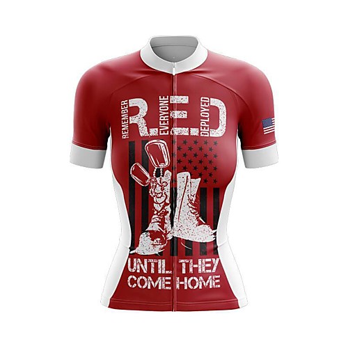 

21Grams Women's Short Sleeve Cycling Jersey Summer Spandex Red American / USA Bike Top Mountain Bike MTB Road Bike Cycling Sports Clothing Apparel / Stretchy / Athleisure