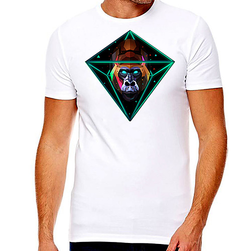 

Men's Unisex Tee T shirt Hot Stamping Graphic Prints Orangutan Plus Size Print Short Sleeve Casual Tops Cotton Basic Designer Big and Tall White