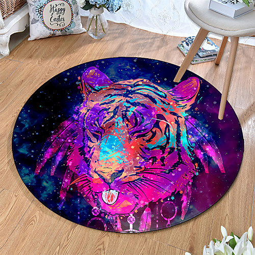 

Round 5mm Area Rugs Machine Made Polyster Non Skid Modern 3D