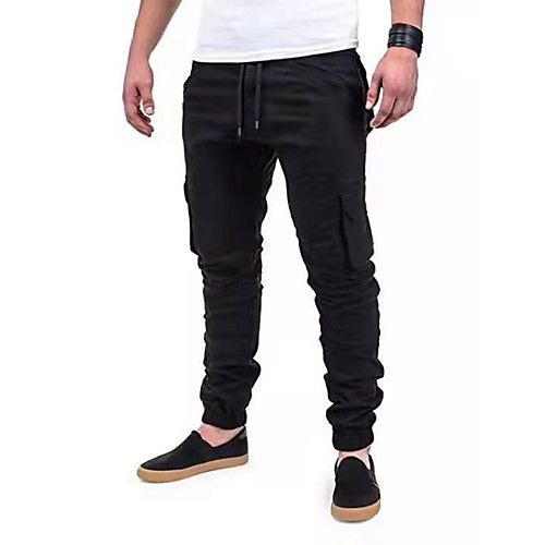 

Men's Cargo Casual / Sporty Outdoor Sports Casual Home Pants Pajamas Pants Solid Colored Full Length Pocket White Black Grey Khaki Navy Blue
