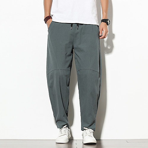 

Men's Casual / Sporty Chino Outdoor Sports Slim Casual Sports Pants Chinos Pants Solid Colored Full Length Sporty Deep Blue Gray Black / Summer / Drawstring / Elasticity