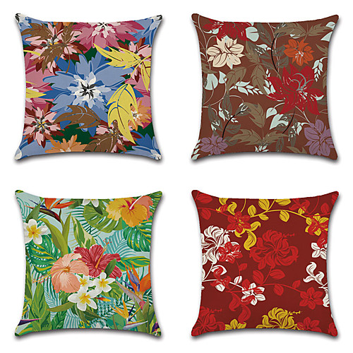 

Floral Double Side Cushion Cover 4PC Soft Decorative Square Throw Pillow Cover Cushion Case Pillowcase for Bedroom Livingroom Superior Quality Machine Washable Outdoor Cushion for Sofa Couch Bed Chair