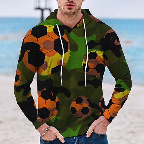 

Men's Pullover Hoodie Sweatshirt Graphic Prints Football Print Hooded Daily Sports 3D Print 3D Print Casual Hoodies Sweatshirts Long Sleeve Green