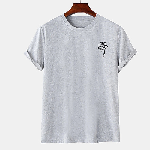 

Men's Unisex Tee T shirt Hot Stamping Graphic Prints Rose Plus Size Print Short Sleeve Casual Tops Cotton Basic Designer Big and Tall White Khaki Gray