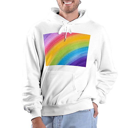

Men's Pullover Hoodie Sweatshirt Rainbow Graphic Prints Print Hooded Daily Sports 3D Print 3D Print Casual Hoodies Sweatshirts Long Sleeve White