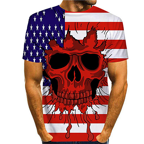 

Men's Tee T shirt 3D Print Graphic Prints Skull Print Short Sleeve Daily Tops Casual Designer Big and Tall Red
