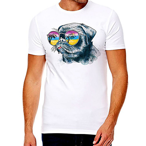 

Men's Unisex Tee T shirt Hot Stamping Dog Graphic Prints Animal Plus Size Print Short Sleeve Casual Tops Cotton Basic Fashion Designer Big and Tall White