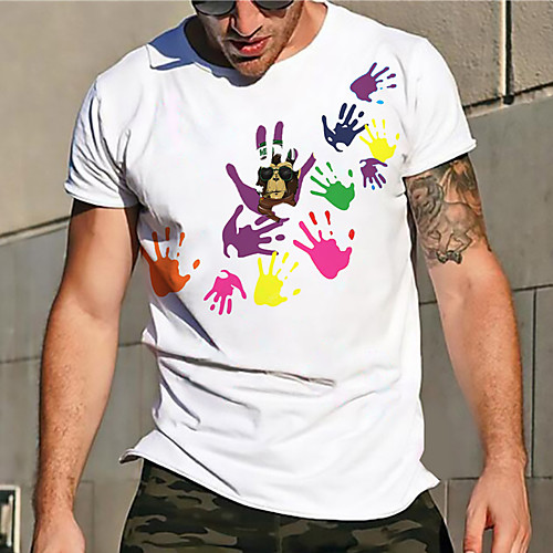 

Men's Unisex Tee T shirt Hot Stamping Graphic Prints Hand Plus Size Print Short Sleeve Casual Tops Basic Designer Big and Tall White