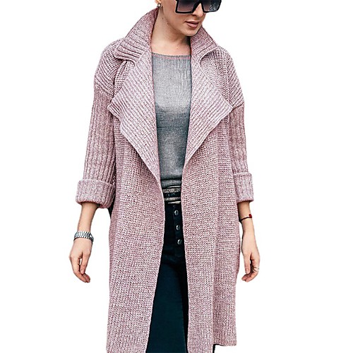 

Women's Solid Color Sweater Sweater Cardigans V Neck White Yellow Blushing Pink