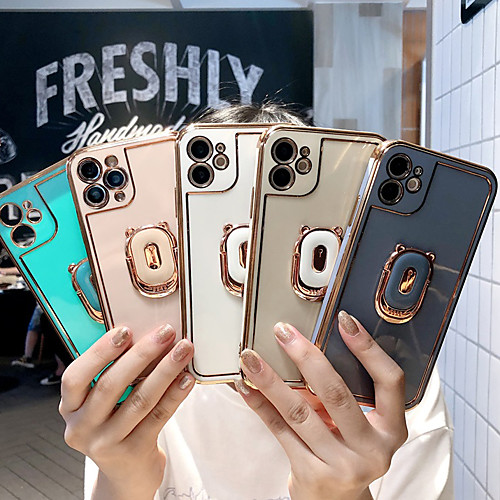 

Phone Case For Apple Back Cover iPhone 12 Pro Max 11 SE 2020 X XR XS Max 8 7 Shockproof Dustproof with Stand Solid Colored TPU