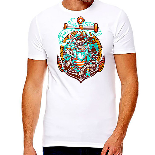 

Men's Unisex Tee T shirt Hot Stamping Cartoon Graphic Prints Plus Size Print Short Sleeve Casual Tops Cotton Basic Fashion Designer Big and Tall White