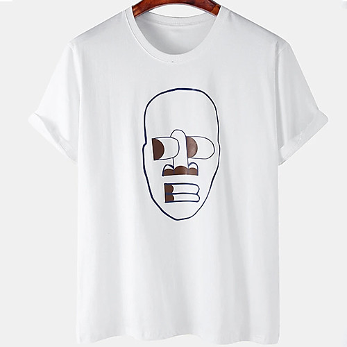

Men's Unisex Tee T shirt Hot Stamping Graphic Prints Human face Plus Size Print Short Sleeve Casual Tops Cotton Basic Designer Big and Tall White
