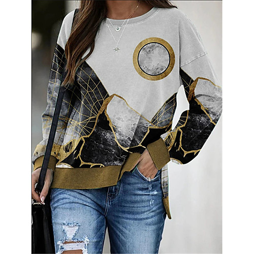 

Women's Sweatshirt Pullover Abstract Graphic Prints Print Casual Daily Sports 3D Print Sportswear Streetwear Hoodies Sweatshirts Loose White
