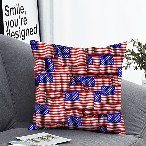 

1 Pc Polyester Pillow Cover Pillow Cover Flag Geometric 3D Simple Square Zipper Traditional Classic