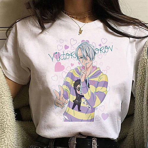 

Inspired by Yuri on Ice Cosplay Anime Cartoon Polyester / Cotton Blend Print Harajuku Graphic Kawaii T-shirt For Women's / Men's