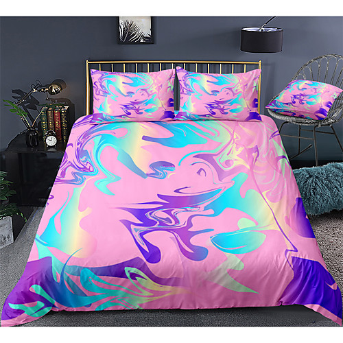 

Duvet Cover Sets 3 Piece Rayon / Polyester 3D Rainbow Reactive Print Bohemian Style