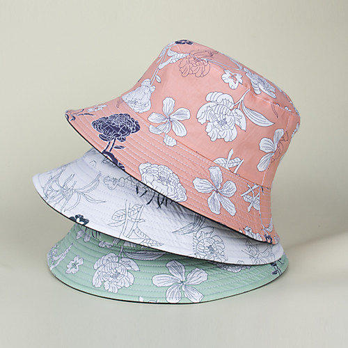 

Women's Bucket Hat Dailywear Print Floral White Orange Hat / Basic / Green / Spring / Summer