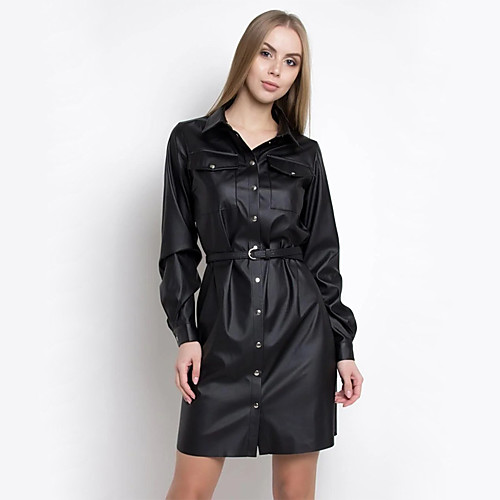 

Women's A Line Dress Short Mini Dress khaki Green Black Long Sleeve Solid Color Summer Casual 2021 S M L XL XXL