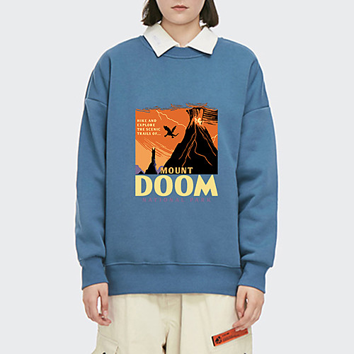 

Women's Pullover Sweatshirt Landscape Print Daily Other Prints Basic Hoodies Sweatshirts Loose Blue Blushing Pink White
