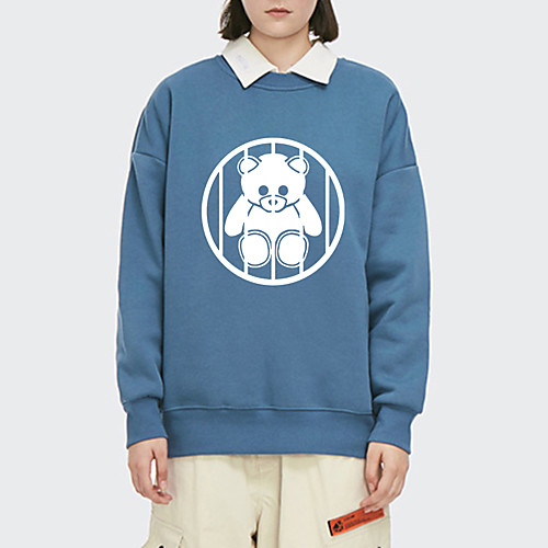 

Women's Pullover Sweatshirt Animal Print Daily Other Prints Basic Hoodies Sweatshirts Loose Blue Blushing Pink