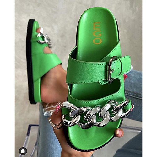 

Women's Sandals Comfort Shoes Flat Heel Round Toe PU Solid Colored Almond White Black
