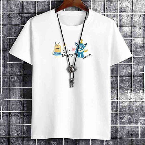 

Men's Unisex Tee T shirt Hot Stamping Cartoon Graphic Prints Letter Plus Size Print Short Sleeve Casual Tops Cotton Basic Fashion Designer Big and Tall White Black Khaki
