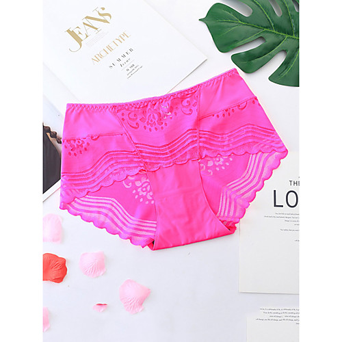 

Women's Lace Brief Micro-elastic High Waist 1 PC Wine One-Size