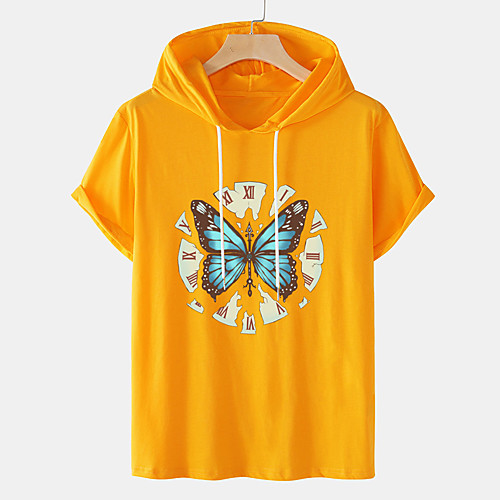 

Men's Unisex Tee T shirt Hot Stamping Butterfly Graphic Prints Plus Size Short Sleeve Casual Tops Cotton Basic Designer Big and Tall White Black Orange