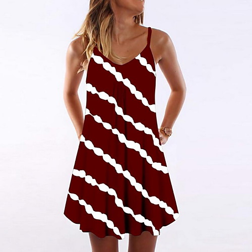 

Women's Strap Dress Short Mini Dress Blue Yellow Wine Army Green Fuchsia Green Black Red Navy Blue Sleeveless Print Backless Summer V Neck Casual 2021 S M L XL XXL