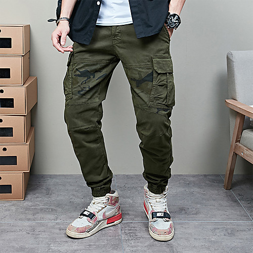 

Men's Cargo Chino Pants Pants Solid Colored Full Length Deep Blue ArmyGreen Khaki Brown