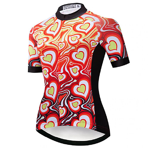 

21Grams Women's Short Sleeve Cycling Jersey Summer Spandex Polyester Black / Red Heart Bike Jersey Top Mountain Bike MTB Road Bike Cycling Quick Dry Moisture Wicking Breathable Sports Clothing Apparel