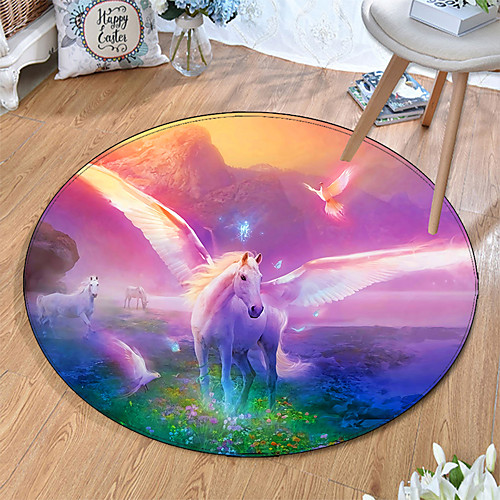 

Round 5mm Area Rugs Machine Made Polyster Non Skid Modern 3D