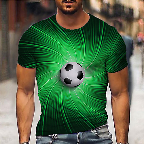 

Men's Tee T shirt Shirt 3D Print Graphic Prints Football Print Short Sleeve Daily Tops Casual Designer Big and Tall Green