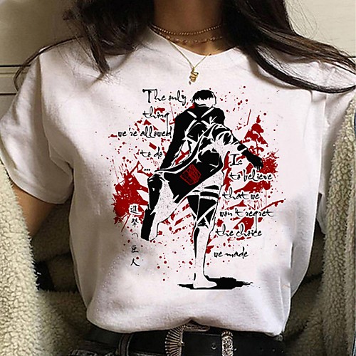 

Inspired by Attack on Titan Cosplay Anime Cartoon Polyester / Cotton Blend Print Harajuku Graphic Kawaii T-shirt For Women's / Men's