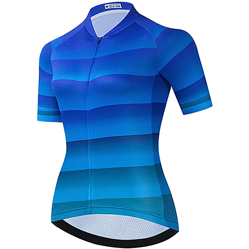 

21Grams Women's Short Sleeve Cycling Jersey Summer Spandex Blue Stripes Bike Top Mountain Bike MTB Road Bike Cycling Sports Clothing Apparel / Stretchy / Athleisure