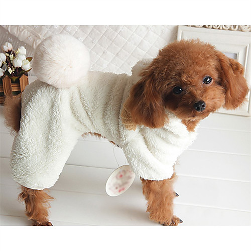 

Dog Costume Solid Colored Leisure Adorable Casual / Daily Winter Dog Clothes Puppy Clothes Dog Outfits Warm White Costume for Girl and Boy Dog Cotton XS S M L XL