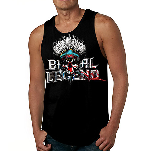 

Men's Tank Top Undershirt 3D Print Graphic Prints Skull Print Sleeveless Daily Tops Casual Designer Big and Tall Black