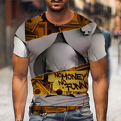 

Men's Tee T shirt Shirt 3D Print Graphic Prints Skull Print Short Sleeve Daily Tops Casual Designer Big and Tall Gray