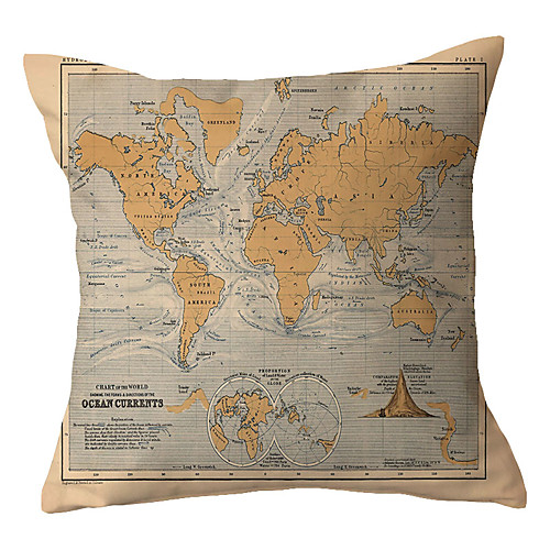 

World Map Double Side Cushion Cover 1PC Soft Decorative Square Throw Pillow Cover Cushion Case Pillowcase for Bedroom Livingroom Superior Quality Machine Washable Outdoor Cushion for Sofa Couch Bed Chair Travel Theme