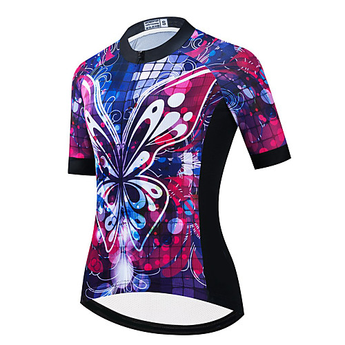 

21Grams Women's Short Sleeve Cycling Jersey Summer Spandex RedBlue Butterfly Bike Top Mountain Bike MTB Road Bike Cycling Sports Clothing Apparel / Stretchy / Athleisure