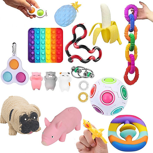 

24PCS Fidget Toys Pop Bubble Sensory Toys Autism Special Needs Stress Relief Silicone Pressure Relieving Toys Stress Relieving Silicone Bubble Squishy Toys for Kids and Adults