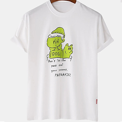 

Men's Unisex Tee T shirt Hot Stamping Cartoon Graphic Prints Plus Size Print Short Sleeve Casual Tops Cotton Basic Designer Big and Tall White