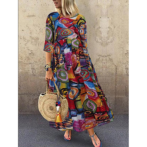 

Women's Swing Dress Maxi long Dress Green Red Short Sleeve Painting Spring Summer Casual 2021 S M L XL XXL XXXL 4XL 5XL