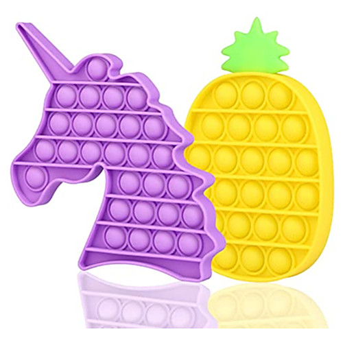 

2 pcs Unicorn Pop On It Push Pop Fidget Toys Bubble Sensory Autism Learning Materials for Anxiety & Stress Relief Squeeze Toy Gift for Toddlers Teens Adults Older